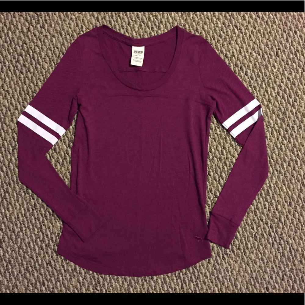New! Victoria’s Secret Pink Burgundy Varsity Tee